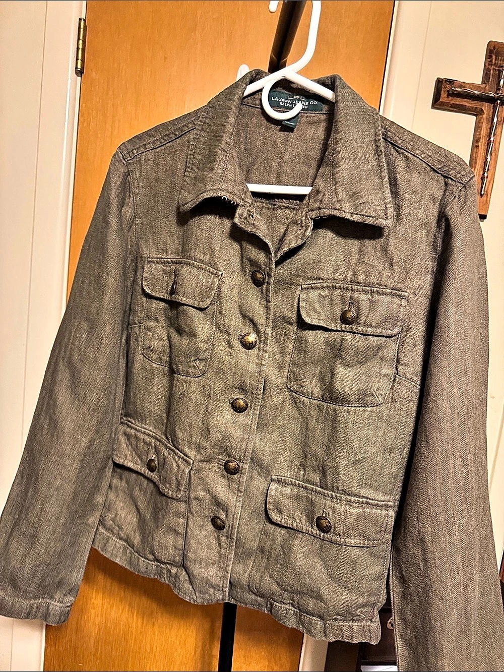 Lauren Ralph Lauren Linen Utility Jacket greenish XL